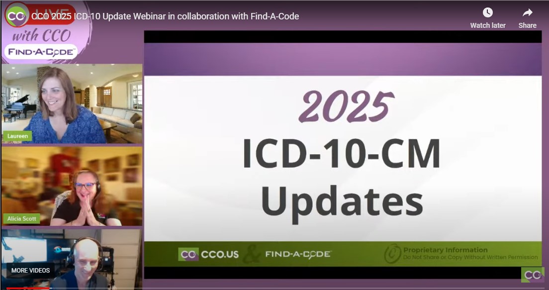 Link to webinar: ICD-10 2025 Updates with CCO